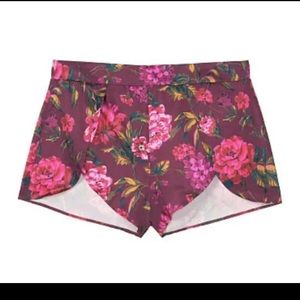 NWT Victoria Secrets satin slit shorts ruby wine grand blossom